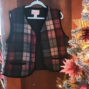 Plaid wool-blend vest